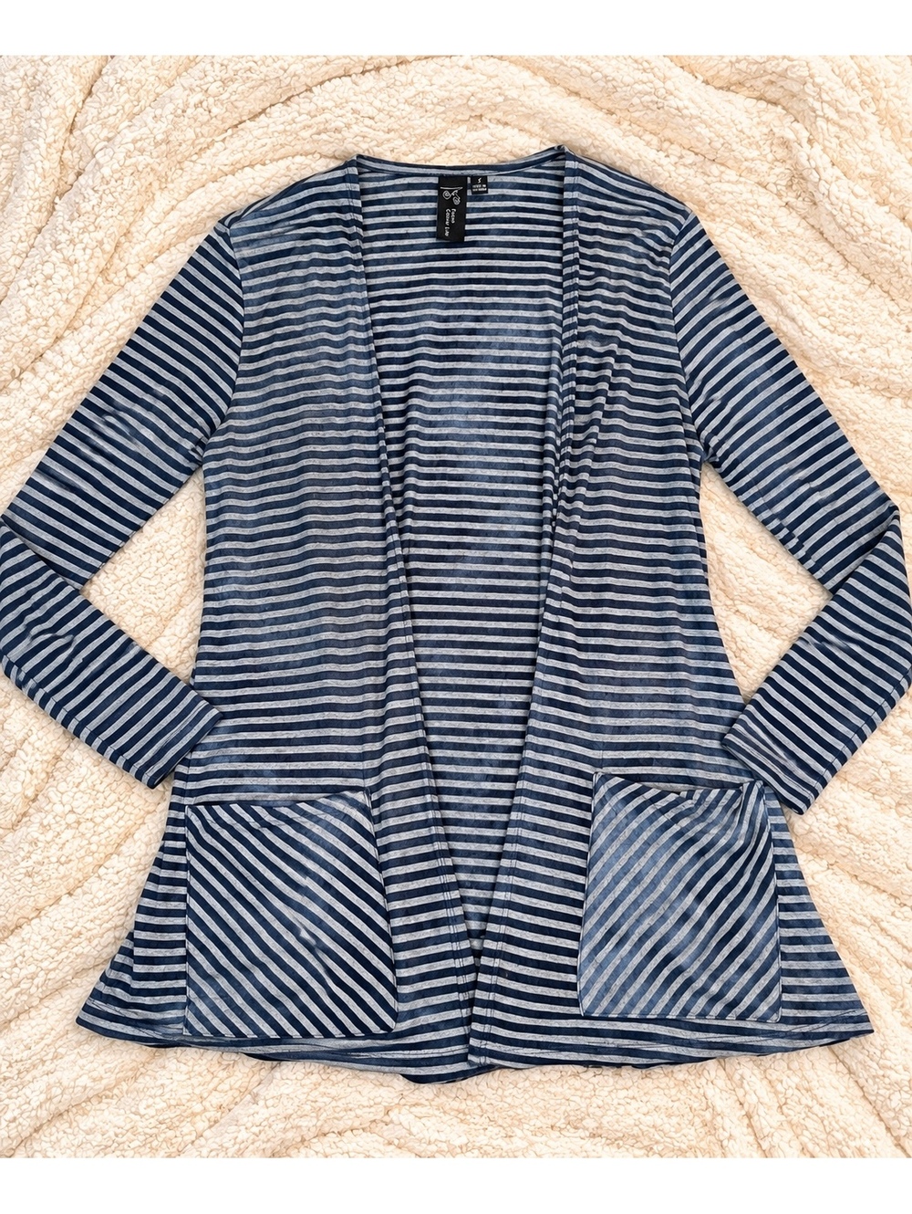 Focus Casual Life Women's Striped Open Front Cardigan Size S